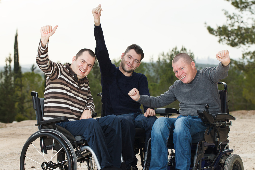 Disabled Happy Friends With Thumbs Up