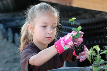 Young Girl With Autism Planting — Disability Services & Support in Maroochydore, QLD